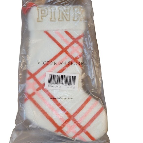 Victoria’s Secret Pink 16" Fleece Christmas Stocking Holiday 2022 Limited NEW - Picture 3 of 6